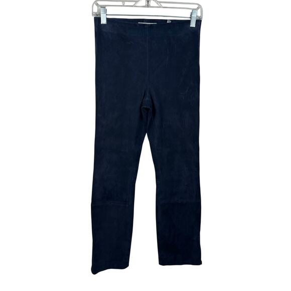 Vince Lambs Leather Suede Pull On Pant Slim Navy Size Small EUC Minimalist